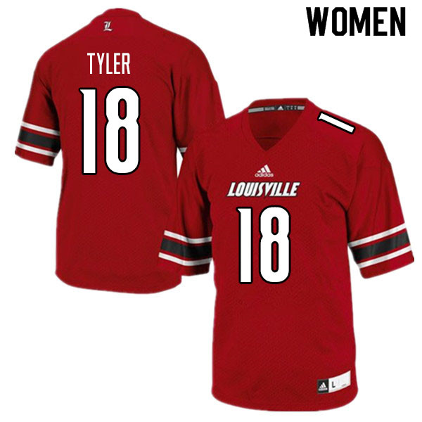 Women #18 Ty Tyler Louisville Cardinals College Football Jerseys Sale-Red